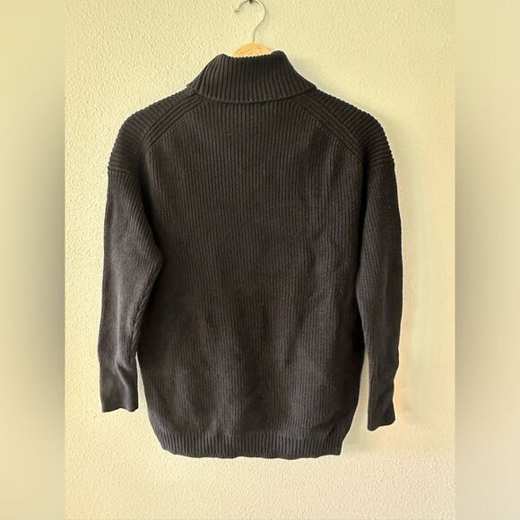 J Crew Cotton Cashmere Blend Ribbed Turtleneck Sweater Black - Picture 5 of 7